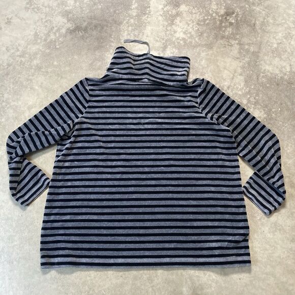 Talbots‎ Sweatshirt Women 2XP Velvet Stripe Funnel Neck Pullover Gray Black - Picture 6 of 9